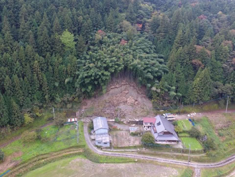 写真-1 尾根型斜面で発生した崩壊